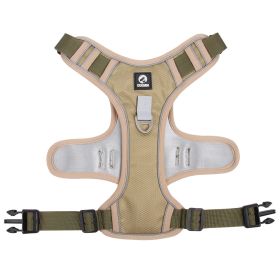 dog Harnesses; Cross border New Pet Towing Rope Vest Large Dog Chest Strap Reflective Explosion proof Flushing Dog Towing Rope (colour: Khaki, Specification (L * W): XL)